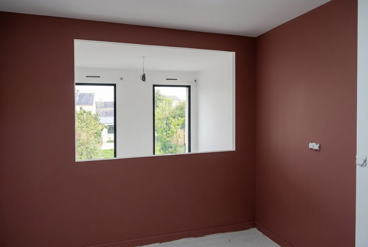 Chambre — mur bordeaux